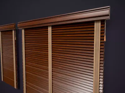 Vintage Wooden Blinds Low-poly 3D model