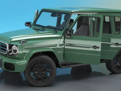  Luxury Electric Off Road Green SUV Rigged for Maya 
