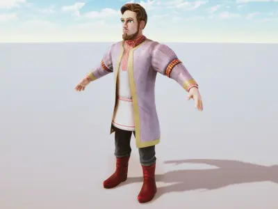 Stylized Character Medieval Rich Man Rigged with Shape Keys Low-poly 3D model