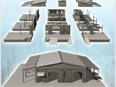 Platform shed with access ramps and awnings 16 - Modern WW2 WW1  3D print model