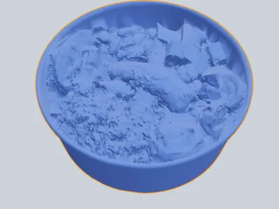 Poke bowl with striped prawn or caramote prawn tomato avocado 3D model