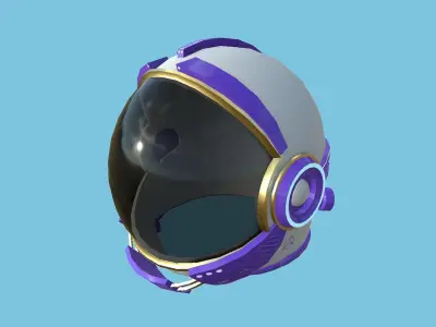 Astronaut Helmet 04 - Purple Gold - Character Design Fashion Low-poly 3D model