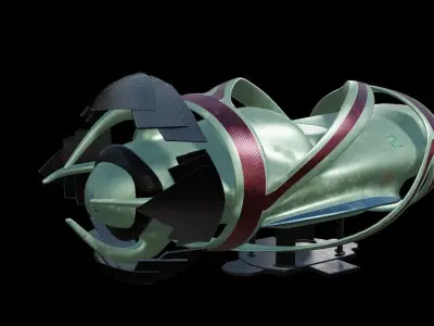 airship model futuristic spacecraft Low-poly 3D model