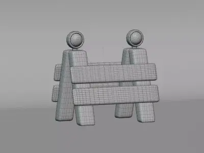 Cartoon Road Berrier Low-poly 3D model