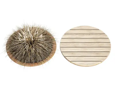 Parabel two wooden tables with grass on top 3D model