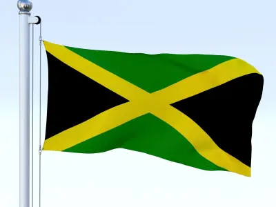 Animated Jamaica Flag Low-poly 3D model