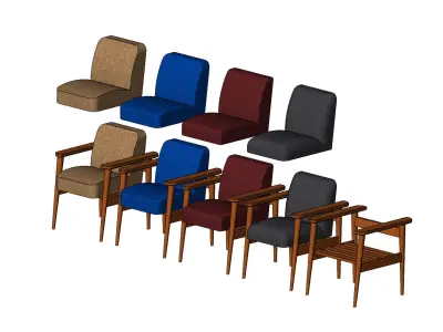 Miniature armchair with a wooden frame mockups props N03 3D print model