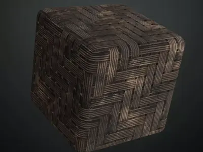 Vertical Bamboo Octagonal Weave PBR Seamless Texture