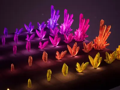 Magical Crystals  Ultimate Pack Low-poly 3D model