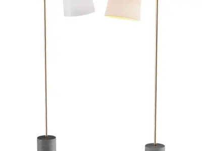 Scandinavian style floor lamp with textile shade 3D model