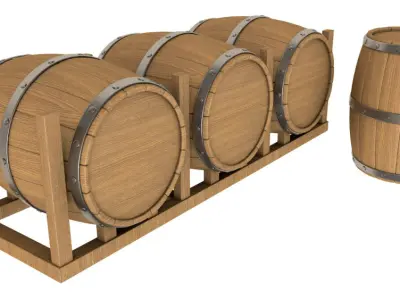 Wooden Barrel collection 3D model