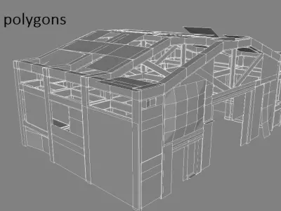 Lowpoly rusty hangar  Low-poly 3D model