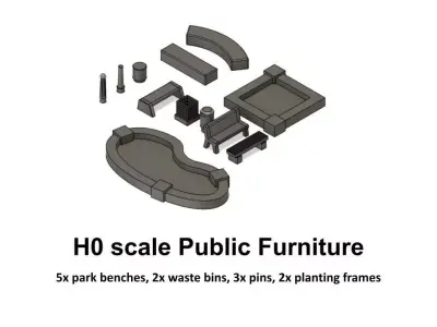 Public Furniture and Elements - H0 Scale 3D print model