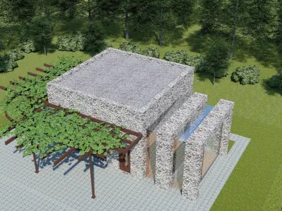 SMALL STONE HOUSE Low-poly 3D model