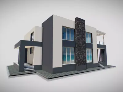 P0020 Residential House High-Tech 03 Low-poly 3D model