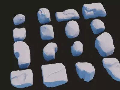 Stylized Rock Pack  16 Rocks game ready Low-poly 3D model