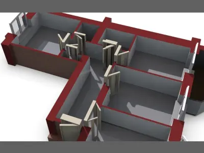 3D Floor Plan Section of apartment 3D model