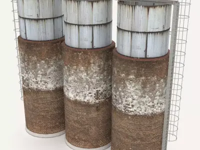 Industrial water towers 3D model