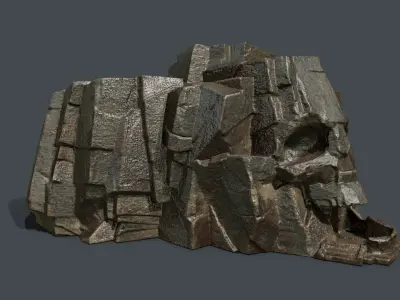 Skull Rock Low-poly 3D model 14