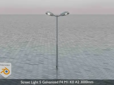 Street Light 5 Galvanized F4 M1 K0 A2 3000mm Low-poly 3D model