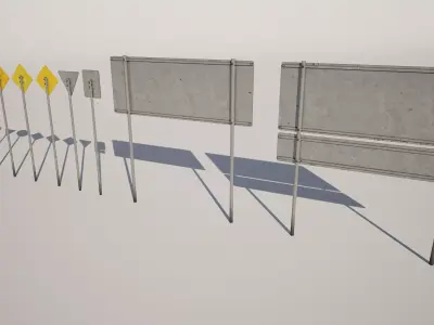  American RoadTraffic Signs Pack Low-poly 3D model