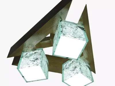 Wooden chandelier Triangula 3D model