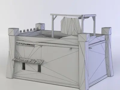 Building toy castle with roof Low-poly 3D model
