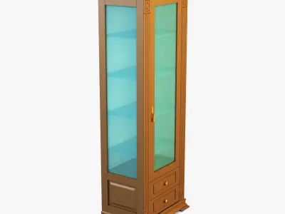 Victory wooden cabinet with glass doors 3D model