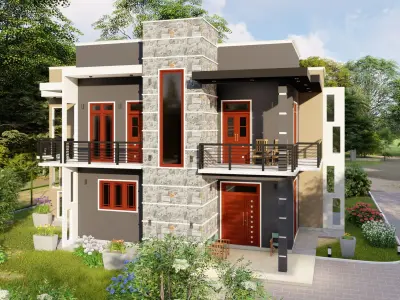 Modern residential building  3D model get