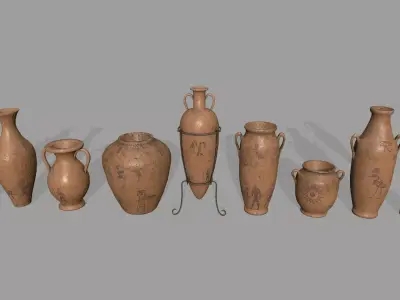 vase set greek vases Low-poly 3D model