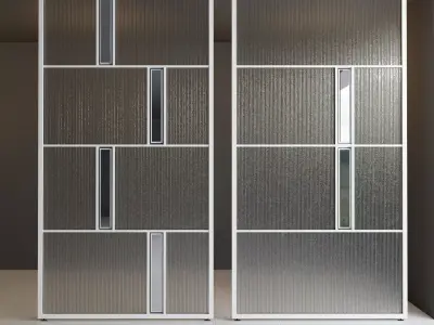 Glass partition door  Set 37 Low-poly 3D model