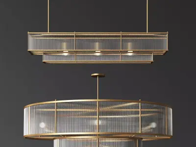 Marais Linear and Marais Round Chandelier Set 3D model