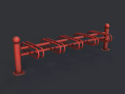 Bike Rack 10 PBR Game Ready Low-poly 3D model