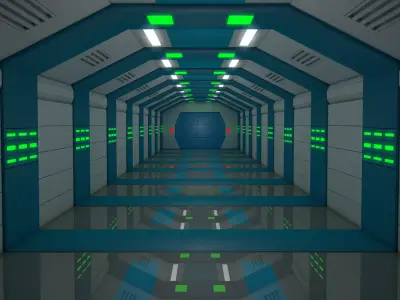 Sci Fi Corridor  Low-poly 3D model 2