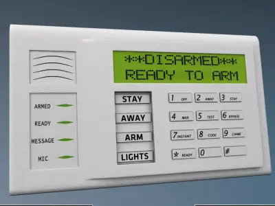 Alarm system keypad low poly Low-poly 3D model