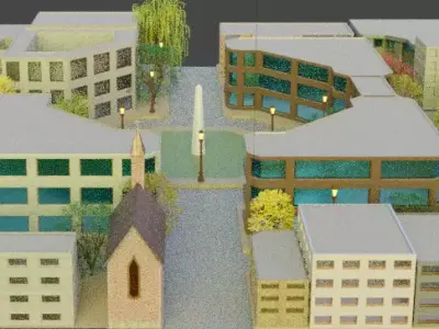 Small Town  Low-poly 3D model