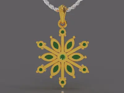Prong set marquise and round shape diamonds snowflake pendant 3D print model