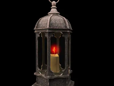 Old Lamp Gothic Low-poly 3D model