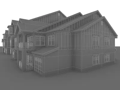 Attached House  Low-poly 3D model