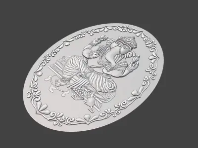 Lord Ganesh Ji Bas Relief Wooden cnc 3D print model