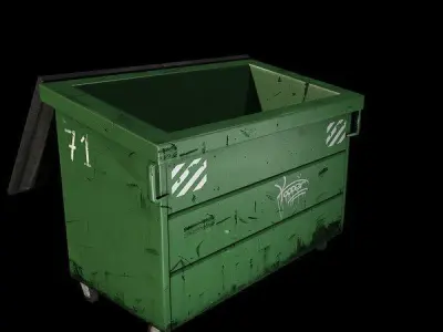 Low Poly Dumpster trash can Low-poly 3D model