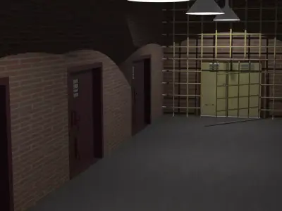 The Prision prison hallway with lights and brick walls Free 3D model