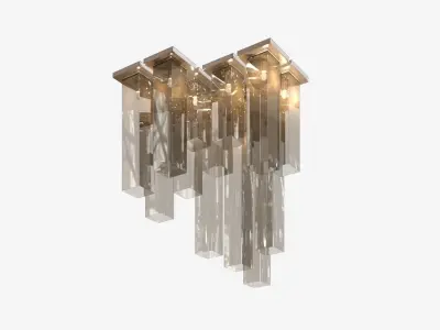 Chandelier modern glass with metal rods Low-poly 3D model