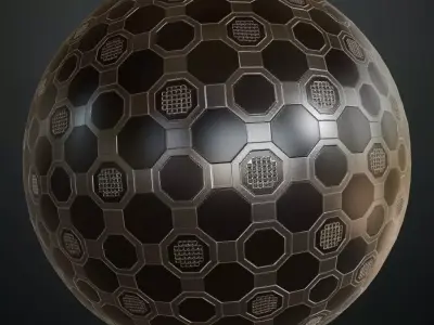 Geometric Hexagonal Decorative Metal Plates PBR Seamless Texture