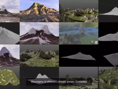 Mountains of different climatic zones 3D Model Pack