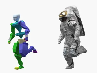  Modern Moon Spacesuit with Astronaut Rigged 