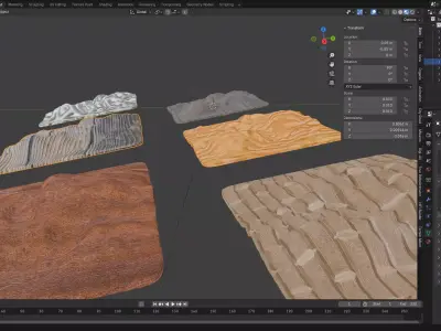 Rectangular  terrain wood plank brick printing Abstract pack 3D model