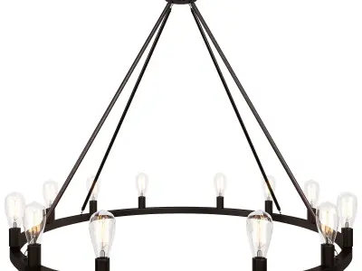Bainbridge 12 Light Bronze Industrial Round Chandelier 3D model