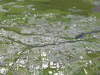 Nuremberg Germany 50x50km 3D City Map 3D model