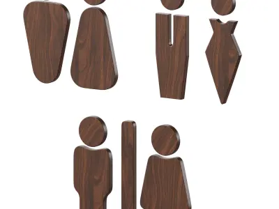 Restroom Directional Door Signs 4 3D model